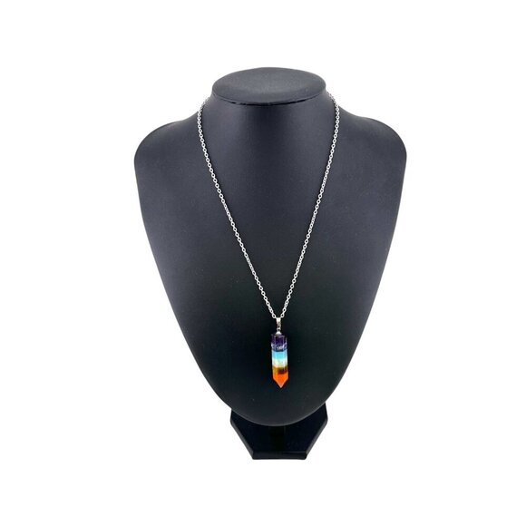 7 Chakra Stone Bullet Point Necklace NWT - Picture 4 of 10